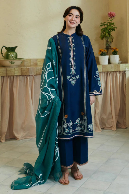 ZARA SHAH JAHAN - 3PC LAWN EMBROIDERED SHIRT WITH PRINTED DUPATTA AND TROUSER