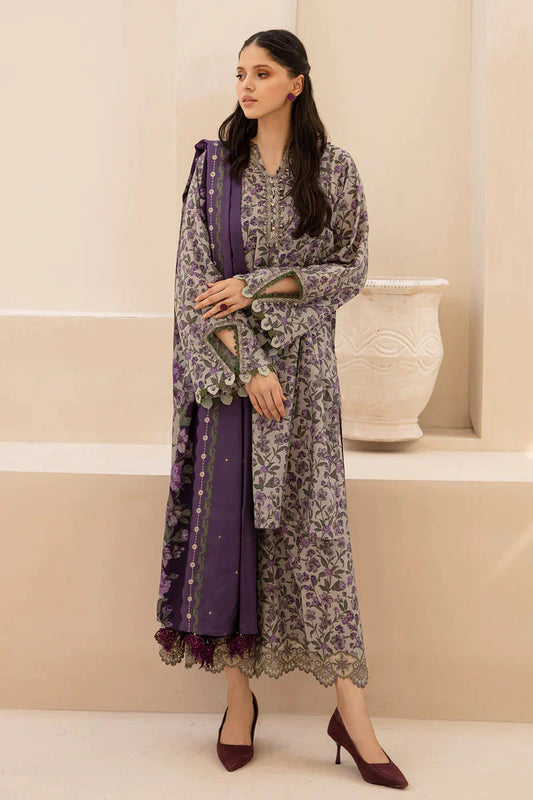 BAROQUE - 3PC LAWN PRINTED SHIRT WITH DIAMOND VOIL PRINTED DUAPTTA AND TROUSER