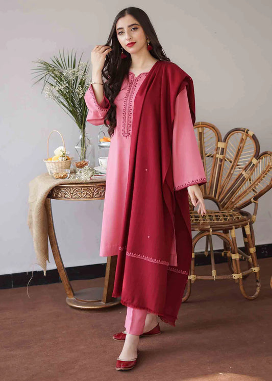 AISLING - 3PC DHANAK EMBROIDERED SHIRT WITH DHANAK EMBROIDERED DUAPATTA AND TROUSER