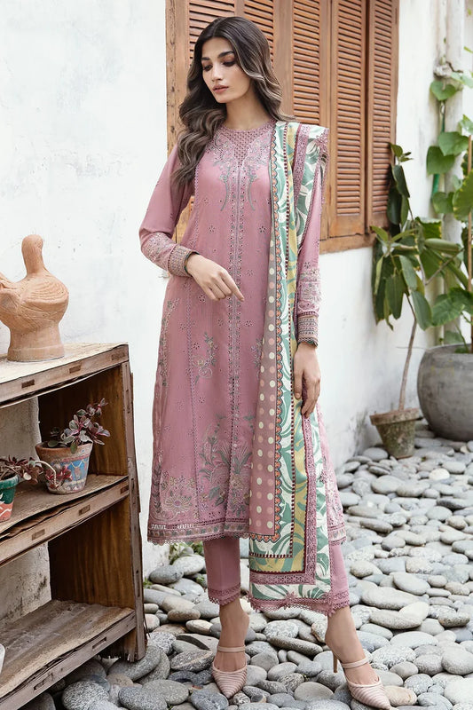 JAZMIN - 3PC LAWN EMBROIDERED SHIRT WITH DIAMOND PRINTED DUPATTA AND TROUSER