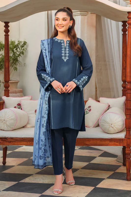 ZIVA-3PC LAWN EMBROIDERED WITH COTTON SILK PTINT DUPATTA