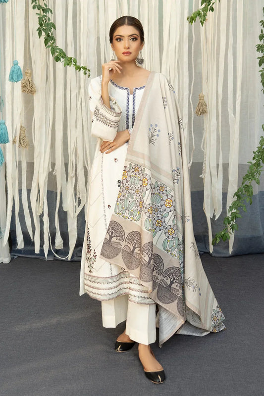 URGE - 3PC LAWN EMBROIDERED SHIRT WITH COTTON SILK PRINT DUPATTA AND TROUSER