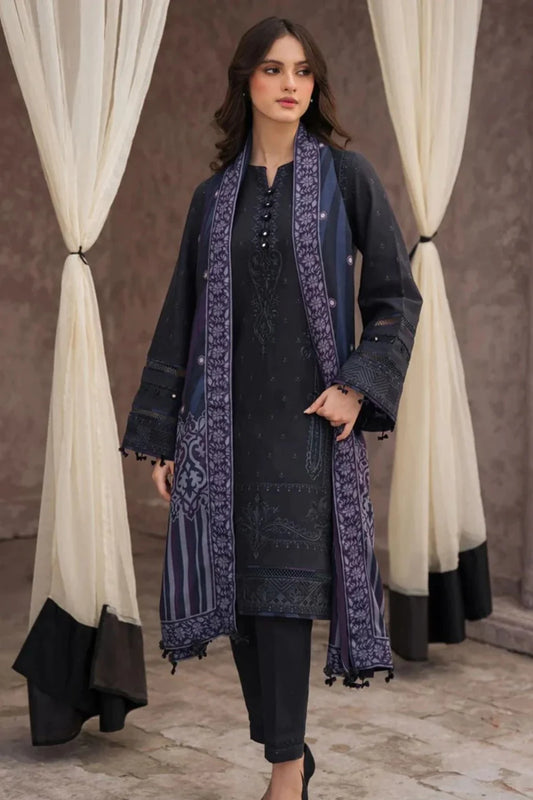JAZMIN 3PC LAWN EMBROIDERED WITH COTTON SILK PTINT DUPATTA