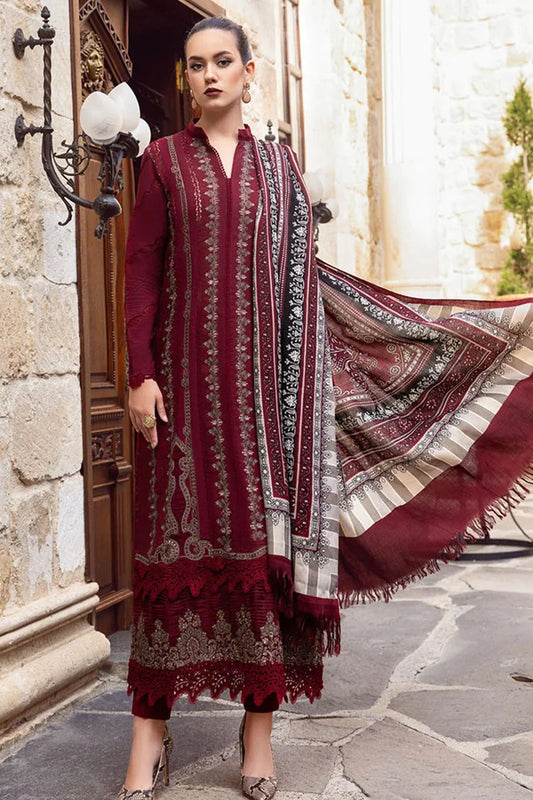 MARIA B - 3PC LAWN EMBROIDERED SHIRT WITH COTTON SILK DUPATTA AND TROUSER