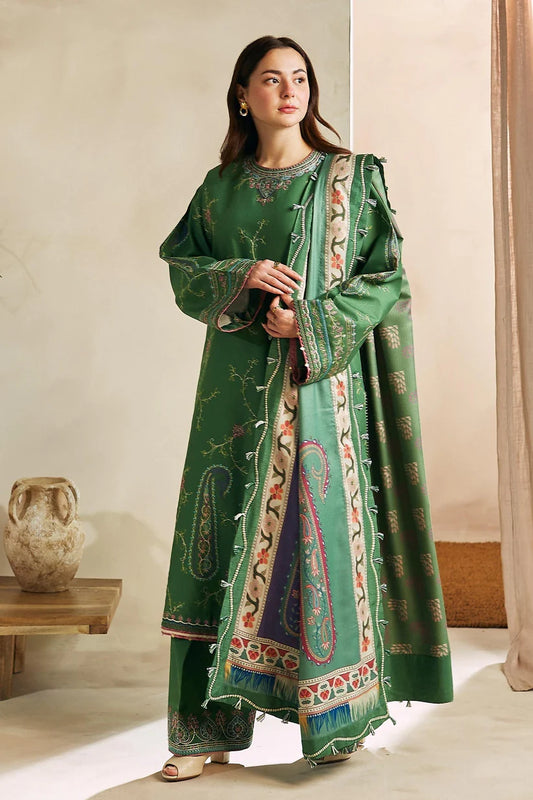 ZARA SHAH JAHAN - 3PC LAWN EMBROIDERED SHIRT WITH COTTON SILK PRINT DUAPTTA AND TROUSER